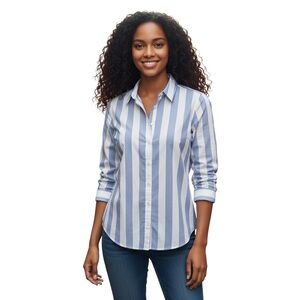 Banana Republic Striped Button Down Riley Shirt 8P Blue White NWT